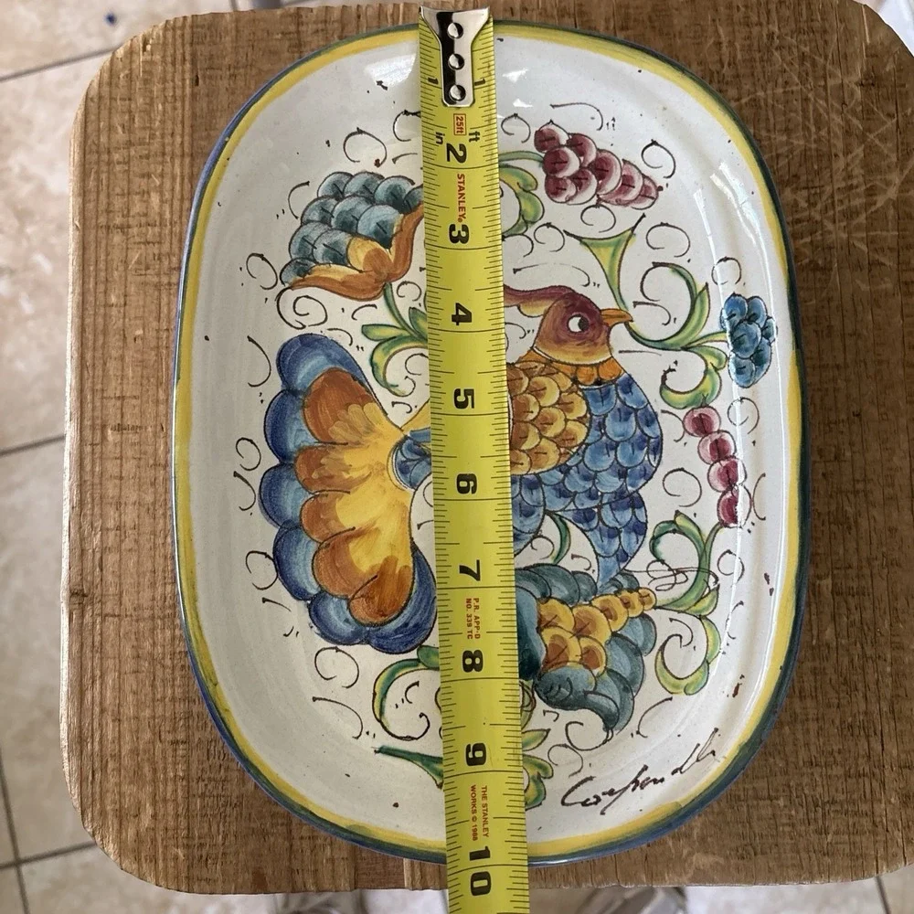 Vintage Deruta Italy Dipinto Mano Hand Painted Rooster Ceramic Platter 10